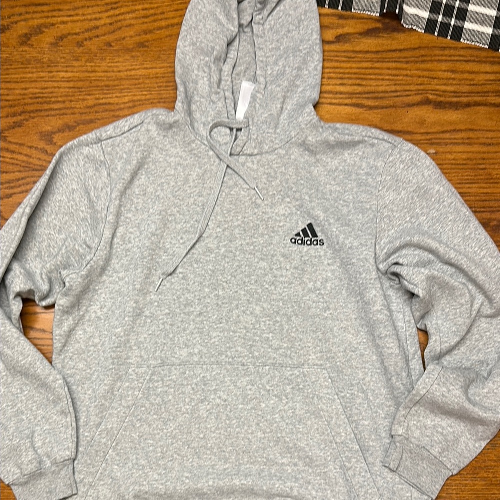 Adidas Gray Hoodie Sweatshirt with Iconic Logo